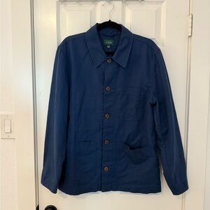 J. Crew Navy Blue Linen-Cotton Blend Shirt Jacket